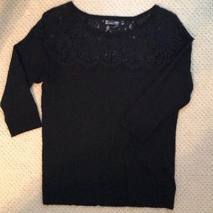Black Sweater with Lace Detail
